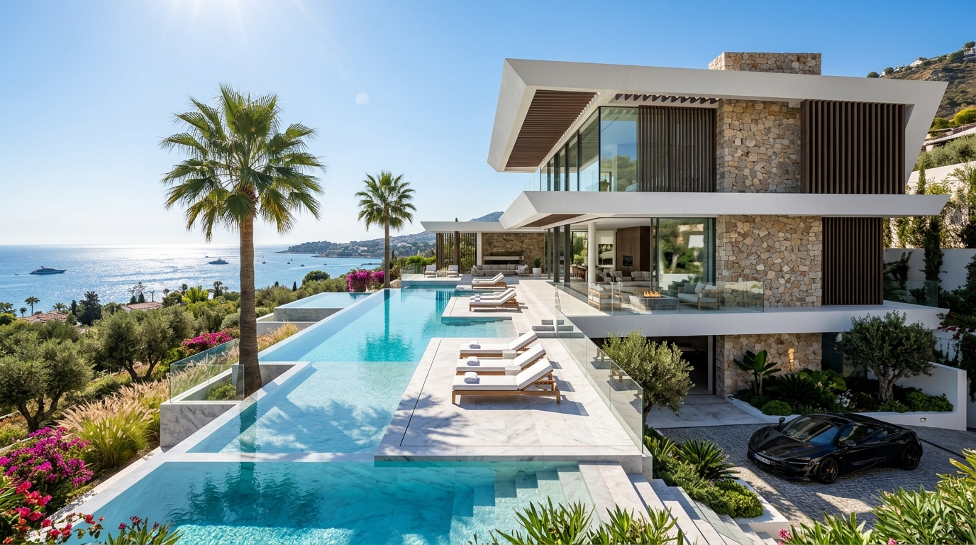 Contemporary villa in Marbella hills overlooking the Mediterranean